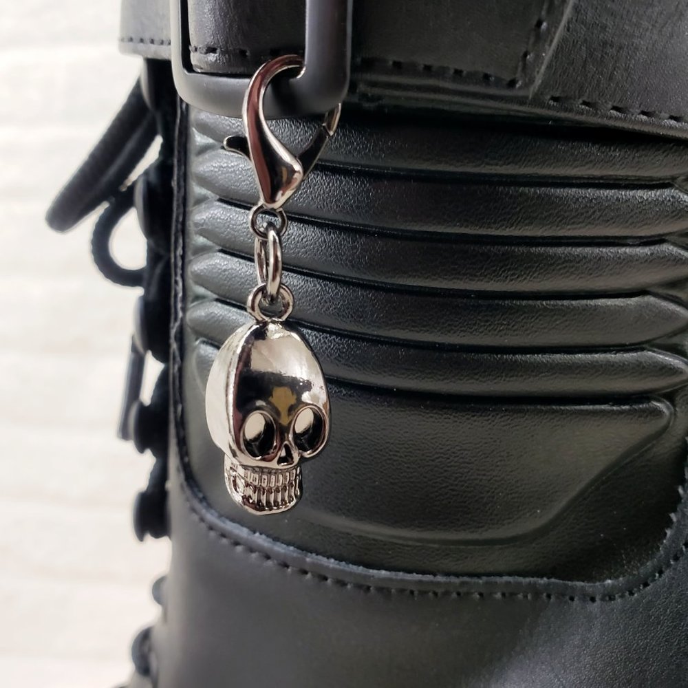 Skull & Bones 8" Heel 4" Platform Ankle Boots W Vortex Static Lighted Eyes - Picture 11 of 11